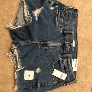 ripped dark wash denim shorts from old navy